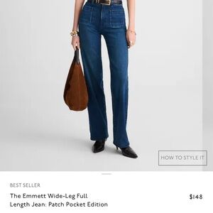Madewell Emmett Wide-Leg Dark Blue Flare Jeans